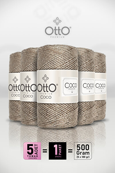 Otto Coco - Beige - 5-Pack - 2Mm/100Gr/125M - Glitter Cotton Bag and Accessor...