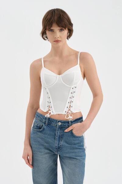 tw3 Corset de damă cu design cu bretele, cu detaliu de ochiuri și șireturi în...