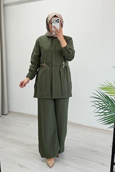 T Moda Store My Magazin Liyosel Kumaş Toka Detaylı Tesettür İkili Takım