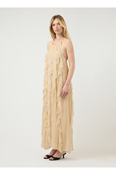 YAS. Yas Sarı Kadın Yuvarlak Yaka Fit Elbise YASFINILLO HALTERNECK LONG DRESS -