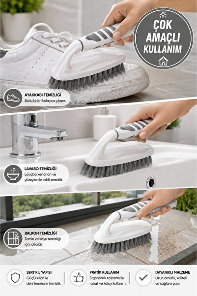 MEDUSHOP Sert Kıllı El Fırçası Çok Amaçlı Temizlik Fırçası Banyo Mutfak Fayan...