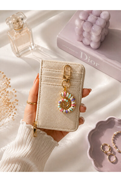 MİRAZ TASARIM Pastel Sea Shell Bag Accessory Gold Charm Keychain Summer Bag O...