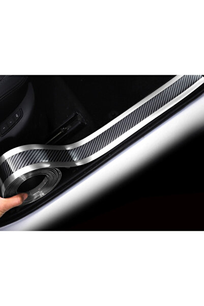 OEM Bandă auto universală din carbon 5D, protecție exterioară, pentru praguri și uși, lățime 7cm, lungime 1M, crom argintiu