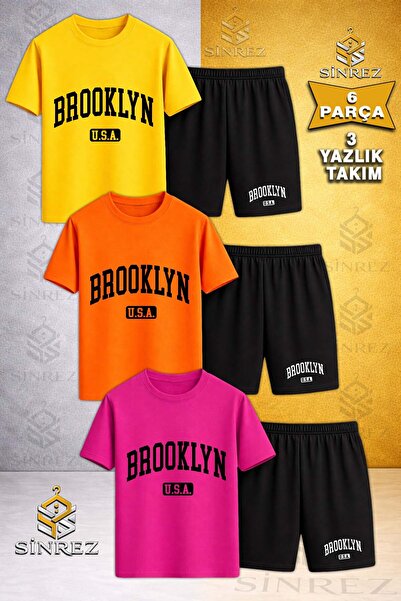 SİNREZ Tricou pentru copii BROOKLYN ALT USA BLACK cu imprimeu special, cu gât...