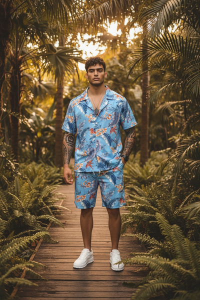 dehaine Summer set for men, shirt + shorts, men's short tracksuit 5501, set w...