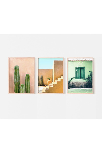 Tuba Decor Set de pictură pentru sufragerie cu rame din lemn, 3 piese, perete...