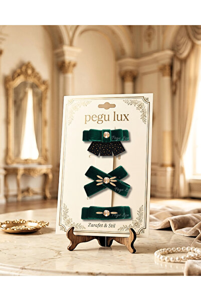 pegu baby collection Set de 3 agrafe de păr din catifea verde smarald, mici, ...