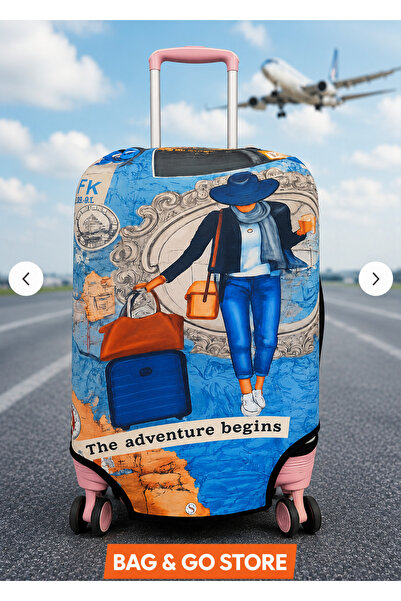 Bag & Go Store Valiz Koruyucu Kılıf Esnek Likralı Bavul Kılıfı Çizilmelere Ka...