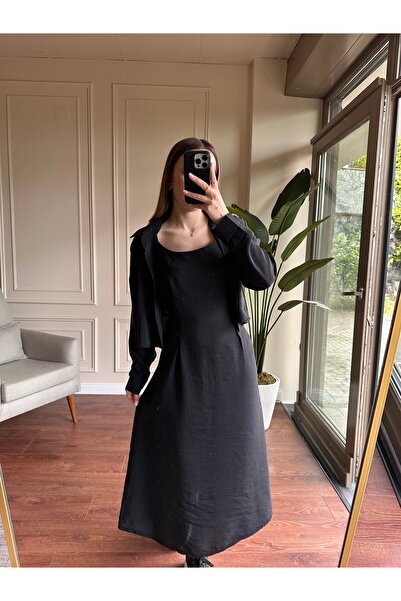 Alyalisbutik Shirt dress modal set - black