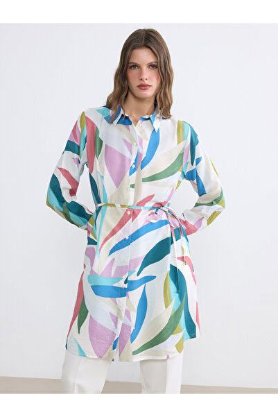 LC Waikiki Patterned Women's Shirt Tunic with Sash