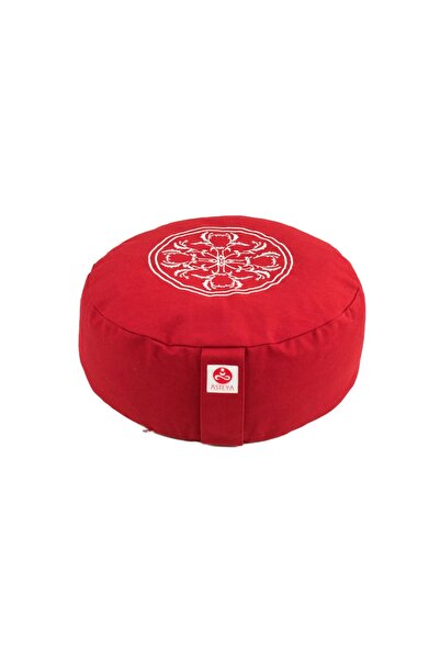 ASTEYA Perna de Meditatie Zafu Premium, Culoare Rosie, 100% din bumbac, Umplu...