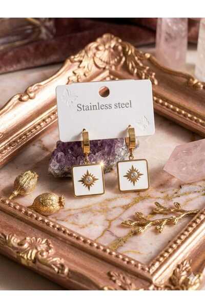CLOVER JEWELRY أقراط فولاذية نسائية