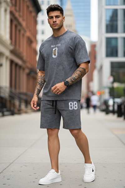 dehaine Summer set for men, t-shirt + shorts, men's short tracksuit SA21