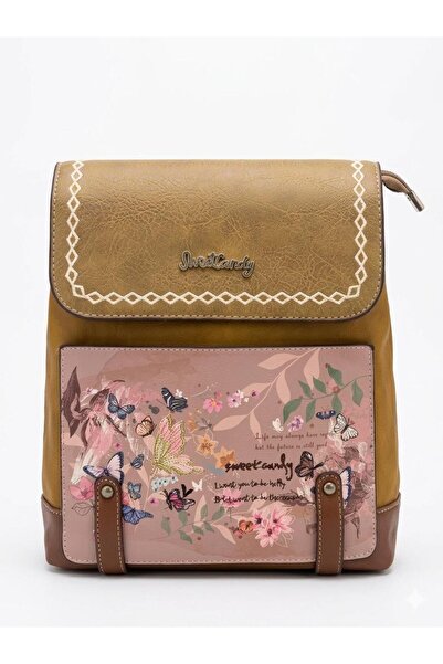 Sweet Candy Backpack with Butterfly Design and Back Pocket Women
