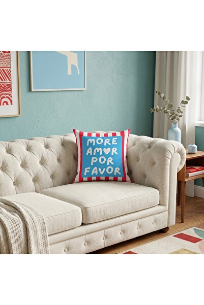 MİNOZA Husă de pernă decorativă cu design modern, cu linii colorate imprimate...