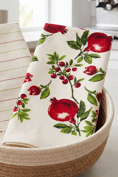 Zühre Home 2-Piece Airless Printed Kitchen and Hand Towels, Cloth for Wiping Boards |   High Absorbency, Fast Drying |   40X60 cm