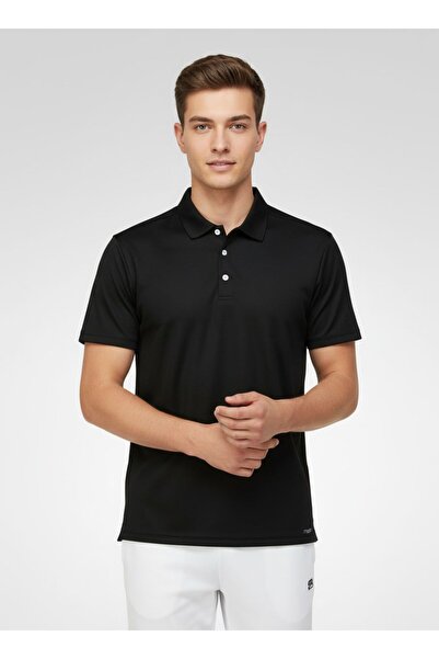 motion Men Sportswear Fit Short Sleeve Training Polo Shirt, Black