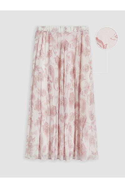 LC Waikiki New Season from Güli̇s Gi̇yi̇m Pink Patterned Chiffon Pleated Skir...