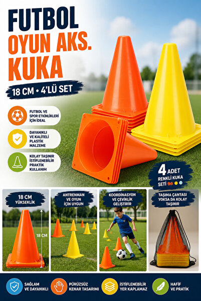 Tamsena Store Futbol Antrenman Hunisi Kuka Seti 18 Cm 4’lü Renkli Çocuk Spor ...