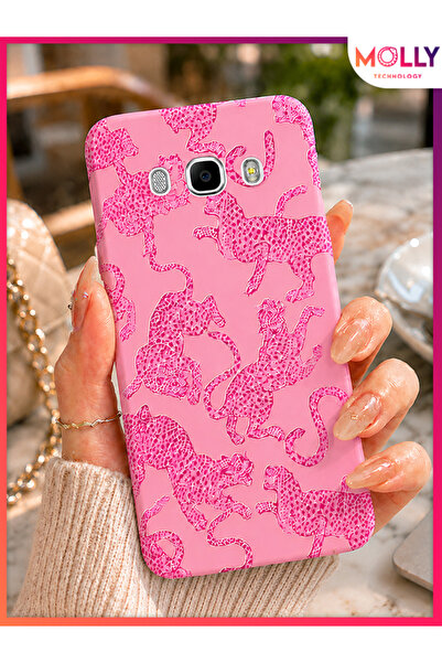 Molly SAMSUNG GALAXY J7 2016 İçin Pink Predator Desenli İçi Kadife Silikon Kılıf