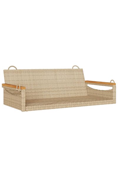 vidaxl Rocking bench, beige, 109x62x40 cm, polyrattan