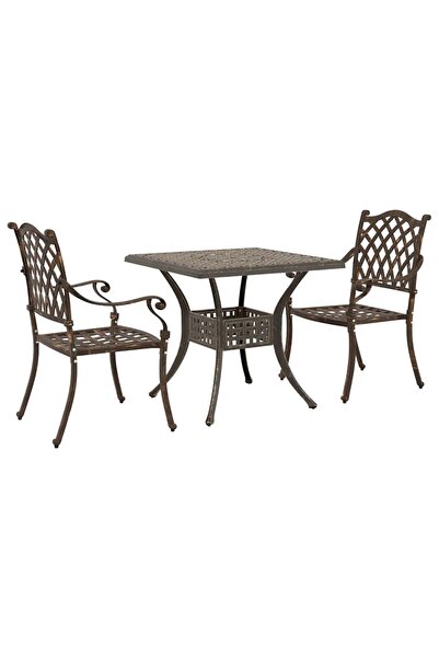 vidaxl Set masă de grădină 3 pcs Bronz Aluminiu turnat