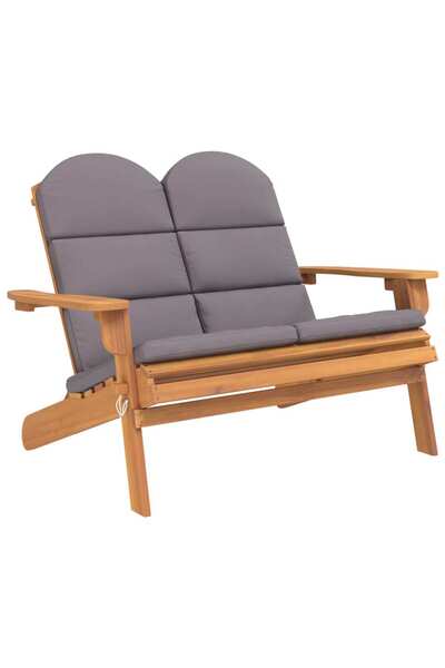 vidaxl Bancă de grădină Adirondack cu perne 126 cm, lemn masiv acacia
