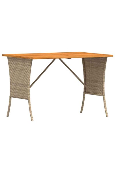 vidaxl Garden table with acacia wood top Beige Poly Rattan