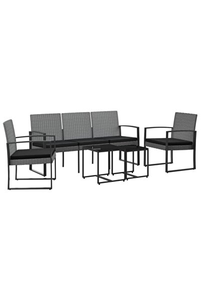 vidaxl Set mobilier de grădină cu perne, 5 piese, gri închis, PP ratan