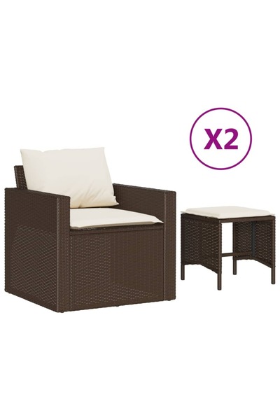 vidaxl Set canapele de grădină, 4 piese, cu perne, maro poliratan maro
