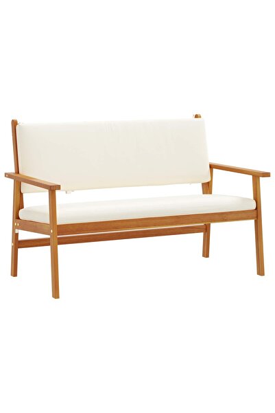 vidaxl Garden Bench with Pillow Cream White Solid Acacia Wood