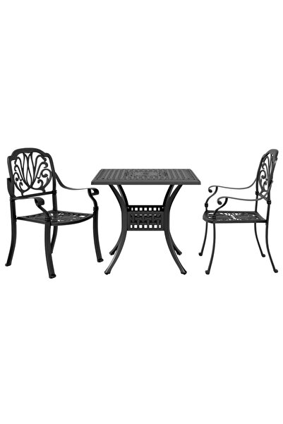 vidaxl Set mobilier bistro, 3 piese, negru, aluminiu turnat