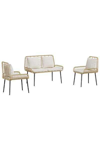 vidaxl Set de masă pentru grădină 3 pcs Maro și Crem poliratan