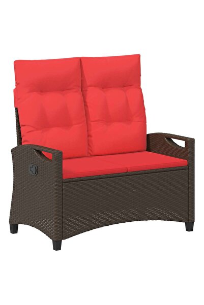 vidaxl Bancă de grădină cu pernă Maro și roșu 105 x 60 x 112 cm