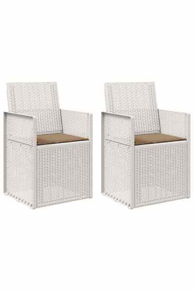 vidaxl Scaune de Dining pentru Grădină 2 pcs Alb și taupe PP