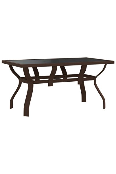vidaxl Garden table, brown and black, 140x70x70 cm, steel and glass