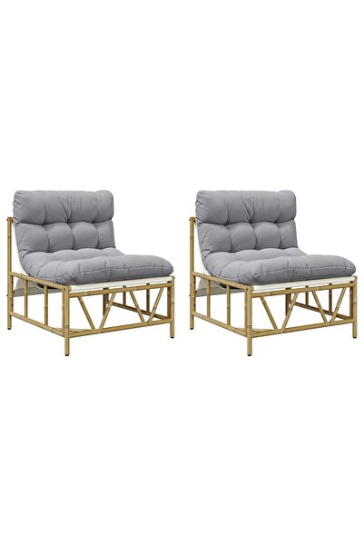 vidaxl Scaune de exterior cu pernă 2 pcs Gri deschis Oțel