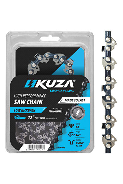 KUZA - Chainsaw chain, Length 12", pitch 1/4", thickness 050"-1.3 mm, 64 Link...