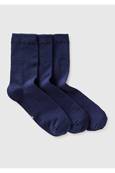United Colors of Benetton Unisex Navy Blue Cotton Blend Triple Socks Set