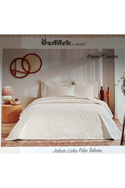 Özdilek Rf -Krem- Jakar Lux (Z) Çift Kişilik Pike Takımı (4 Yastık Kılıflı)