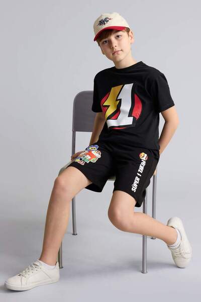 DeFacto Super 1 Set Oversized Sweatshirt Fabric Shorts for Boys H7945A826Hs