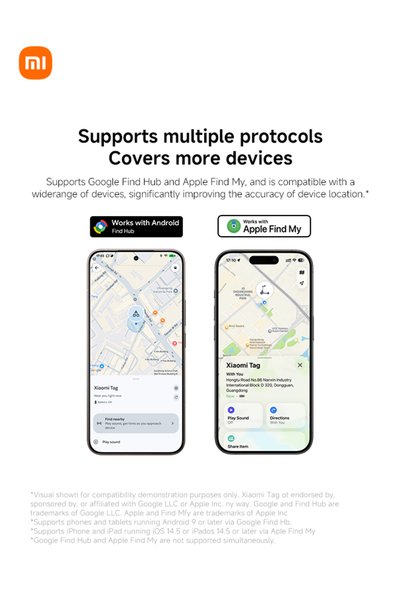 Xiaomi بطاقة ذكية (1 قطعة) متوافقة مع Apple Find My و Android Find Hub - جهاز تتبع بلوتوث للأمتعة والحقائب والمحافظ والمفاتيح والحيوانات الأليفة، مقاومة للماء بمعيار IP67
