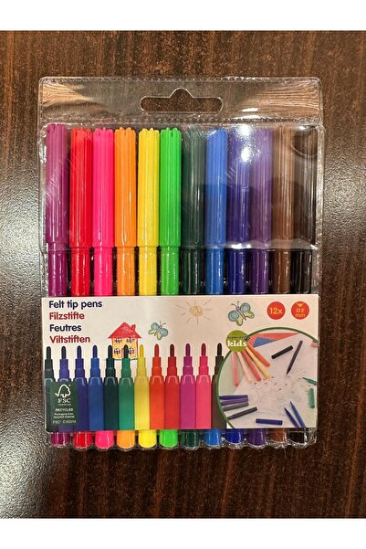 ulus grup 12 Color Felt-Tip Pen Set – Coloring and Drawing Pens for Kids, Wat...