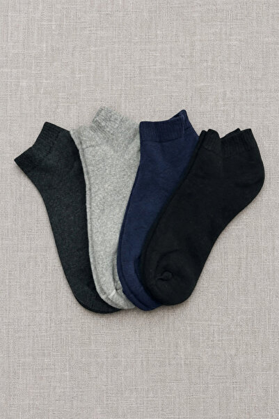ZENGİN 4 Pairs of Women's Winter Thick Towel-Lined Booties Socks Set with Sea...