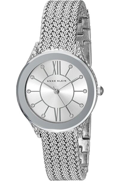 Anne Klein ساعة يد نسائية بسوار شبكي مرصع بالكريستال
