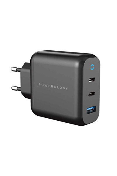 Powerology شاحن GaN بقدرة 65 واط مع 3 مخارج وشحن سريع USB-A (أوروبي)