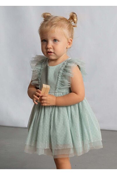 MAYORAL Baby Girl Tulle Dress with Headband Green