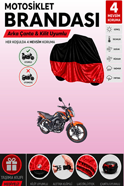 Cemku Double Black Top - Red Bottom, Rear Bag Compatible Arora Ar 06Z 250 Mot...