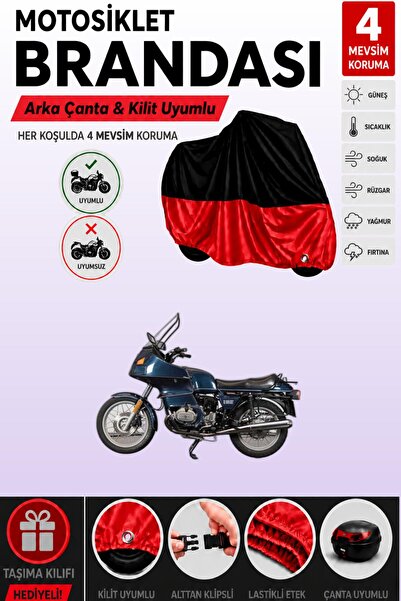 Cemku Double Black Top - Red Bottom, Rear Bag Compatible Bmw R 800 Rt Motorcy...