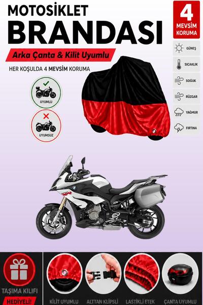 Cemku Double Black Top - Red Bottom, Rear Bag Compatible Bmw S 1000 Xr Motorc...
